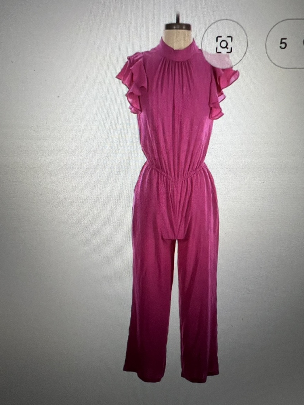 STATE Fuchsia Ruffle-Sleeve Jumpsuit Sexy Keyhole Back With Back Zipper Size M
